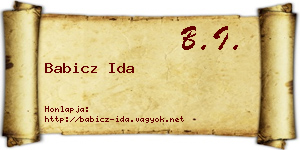 Babicz Ida névjegykártya